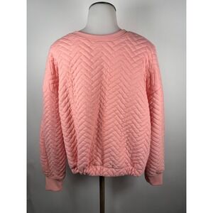 A New Day Quilted Chevron Sweatshirt Coral Pink Pullover Crewneck XL